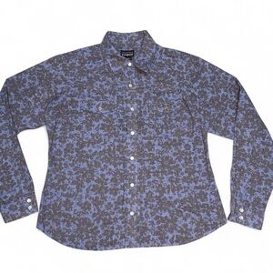 Patagonia Womens Blue Floral Long-Sleeve Pearl Button-Up Shirt